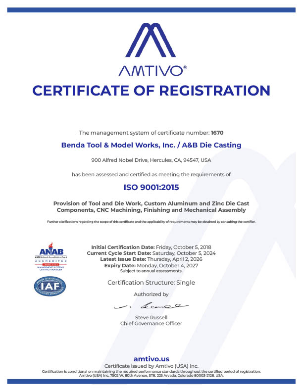BendaTool-ABDieCasting-ISO 9001-2015-Certificate